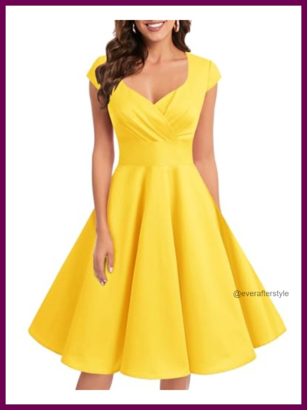 Vintage 1950s Retro Cocktail Swing Dress Cap Sleeve Sweetheart Neckline
